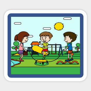 Playground Kindergarten Children Play Sticker